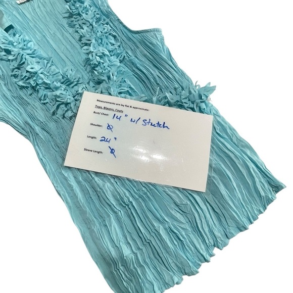 Kaelyn Max Blue Sleeveless accordion ruffle front Blouse Size XL - Picture 10 of 13